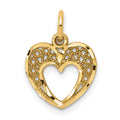 10k Diamond-cut Filigree Heart Charm, 16 x 11 mm