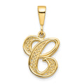 10k Large Filigree Initial C Pendant, 25 x 16 mm
