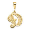 10k Large Filigree Initial D Pendant, 25 x 16 mm