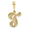 10k Large Filigree Initial T Pendant
