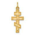 10k Solid Flat-Backed Eastern Orthodox Cross Pendant, 28 x 11 mm