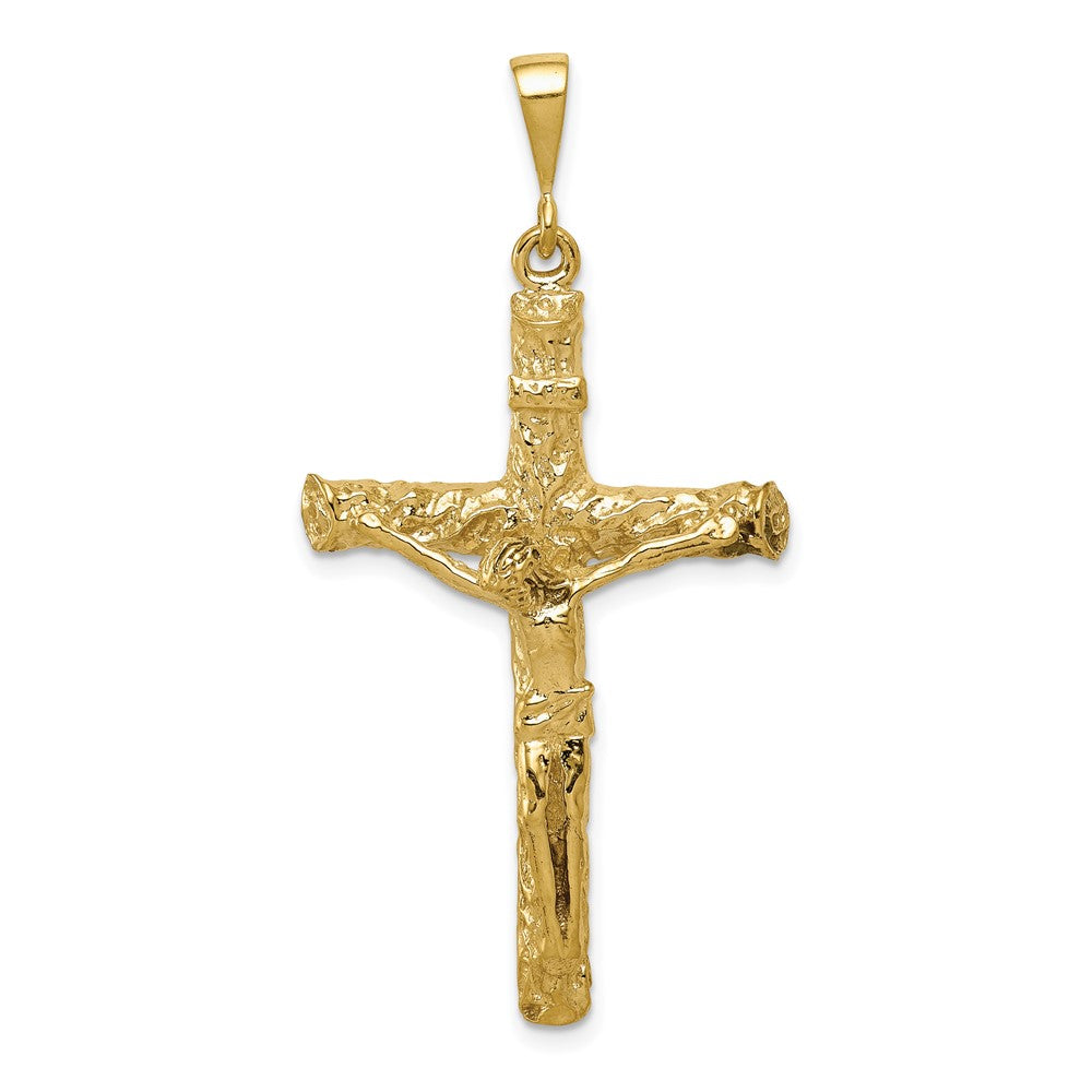 10k Textured Crucifix Charm, 47 x 24 mm