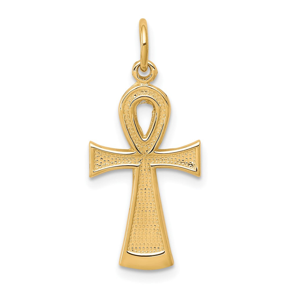 10k Solid Flat-Backed Ankh/Egyptian Cross Pendant, 27 x 13 mm
