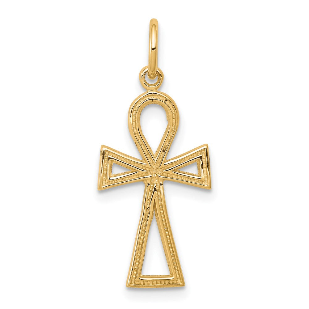 10K Ankh Cross Charm, 27 x 11 mm