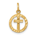 10k Solid Flat-Backed Eternal Life Cross in Circle Charm, 20 x 11 mm