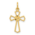10k Diamond-cut Cross Charm, 25 x 12 mm