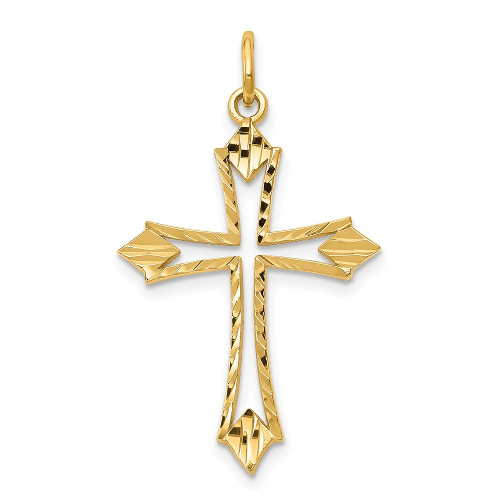 10k Cut-out Cross Charm, 32 x 21 mm