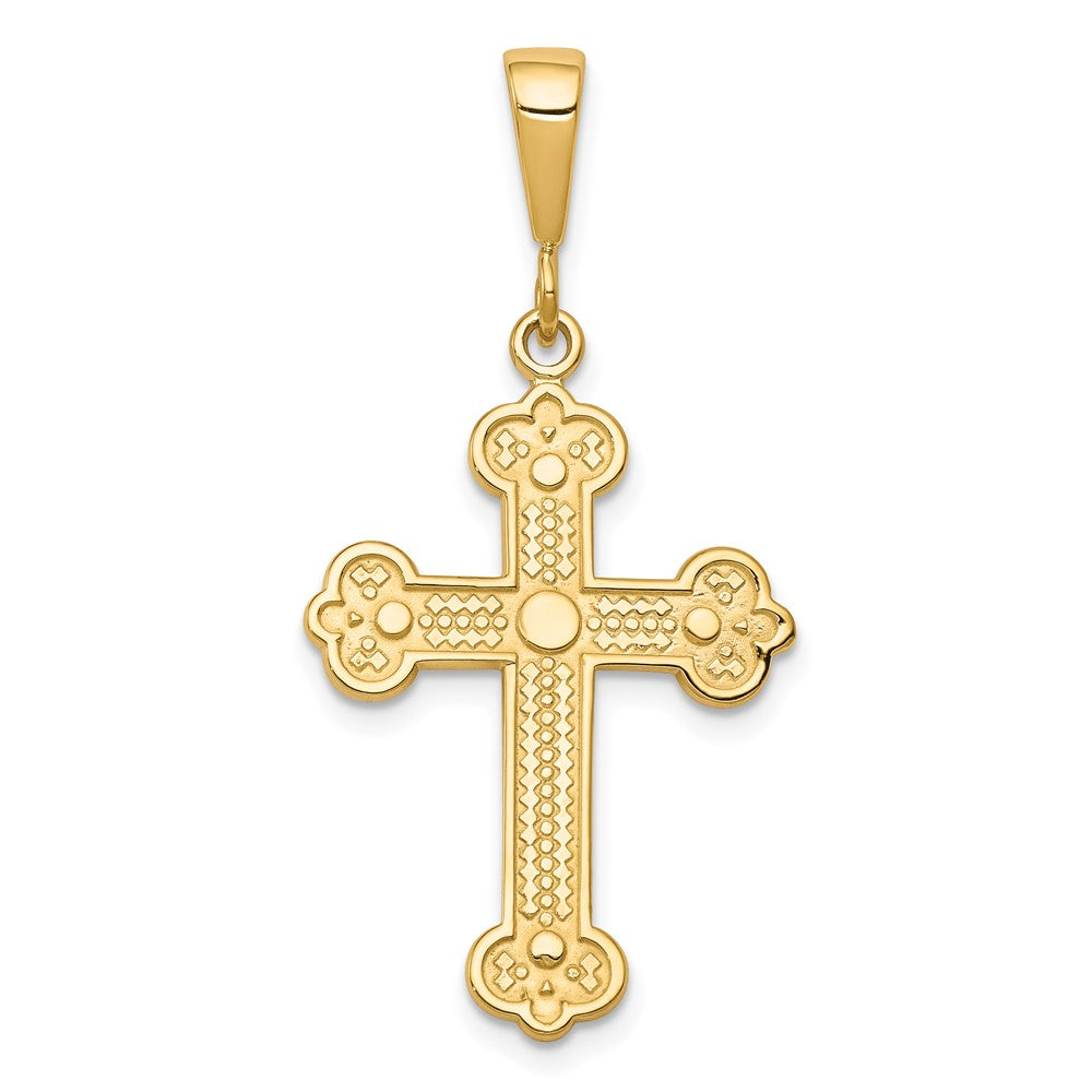 10k Fancy Budded Cross Charm, 35 x 16 mm