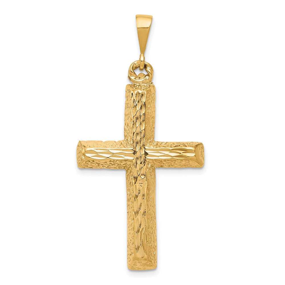 10k Diamond-cut Cross Pendant, 45 x 21 mm