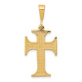 10k Textured Cross Pendant, 35 x 16 mm