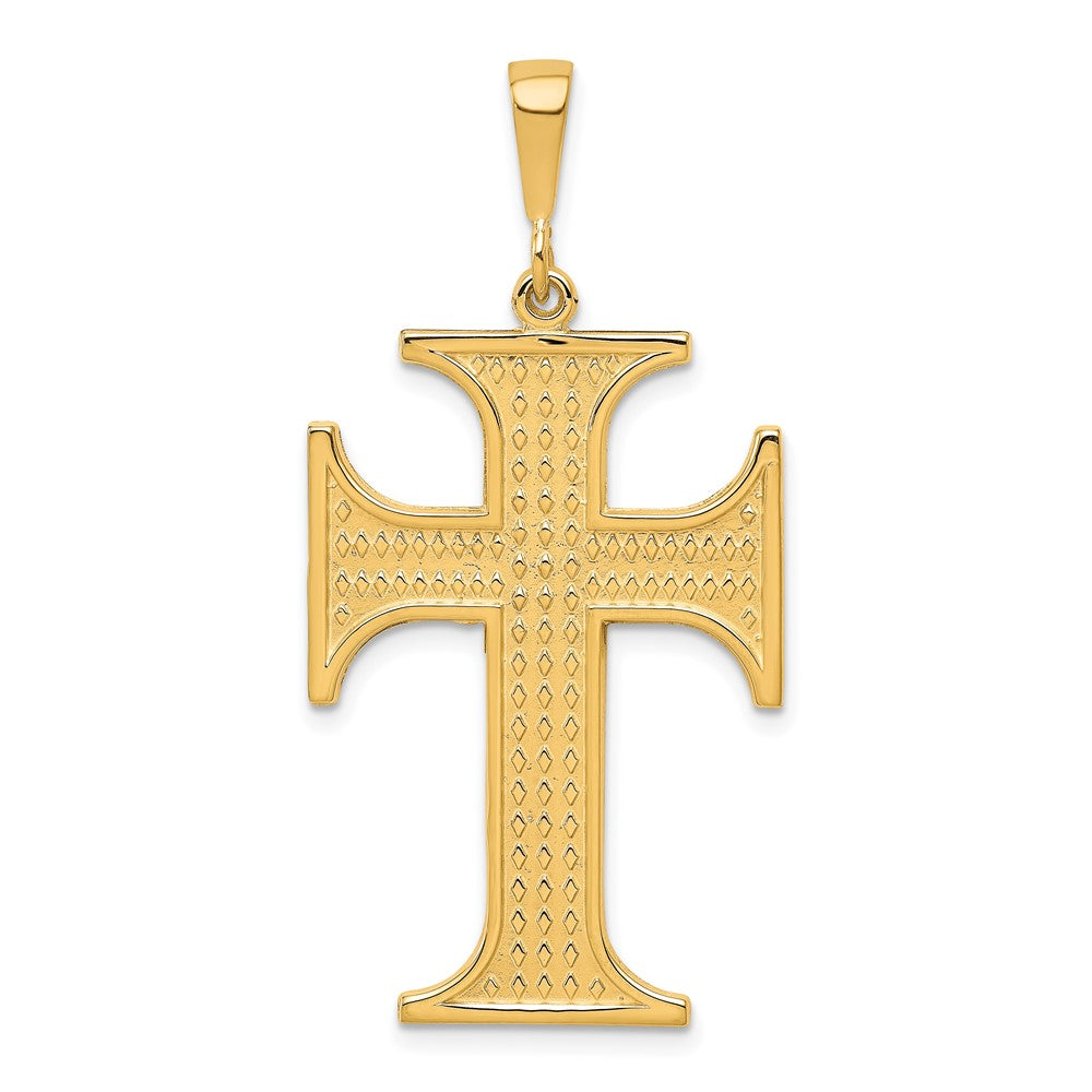 10k Large Textured Cross Pendant, 44 x 23 mm