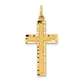 10k Satin and Diamond-cut Cross Charm, 32 x 16 mm
