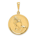 10k Praying Hands Reversible with Serenity Prayer Round Pendant, 35 x 22 mm
