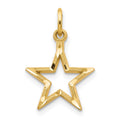 10K Diamond-Cut Flat Back Star Charm, 20 x 11 mm