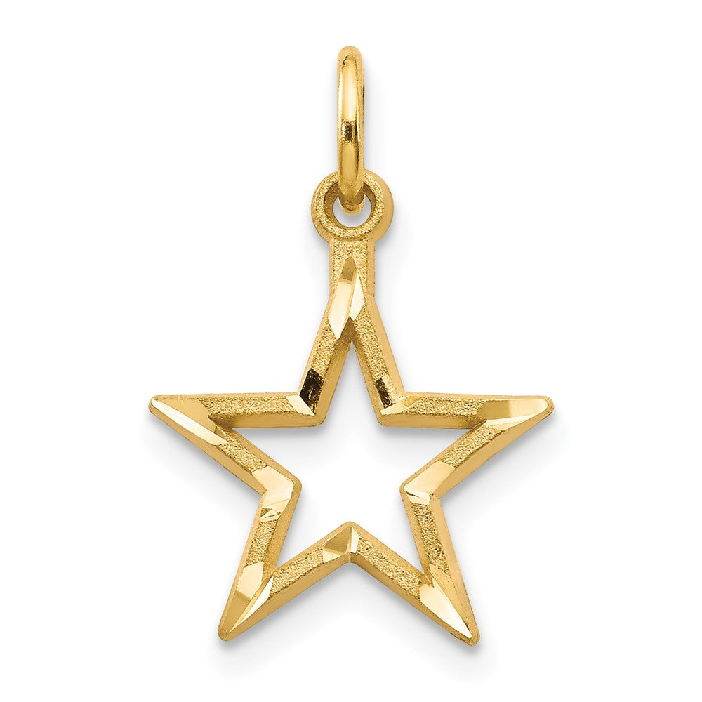10K Diamond-Cut Flat Back Star Charm, 20 x 11 mm