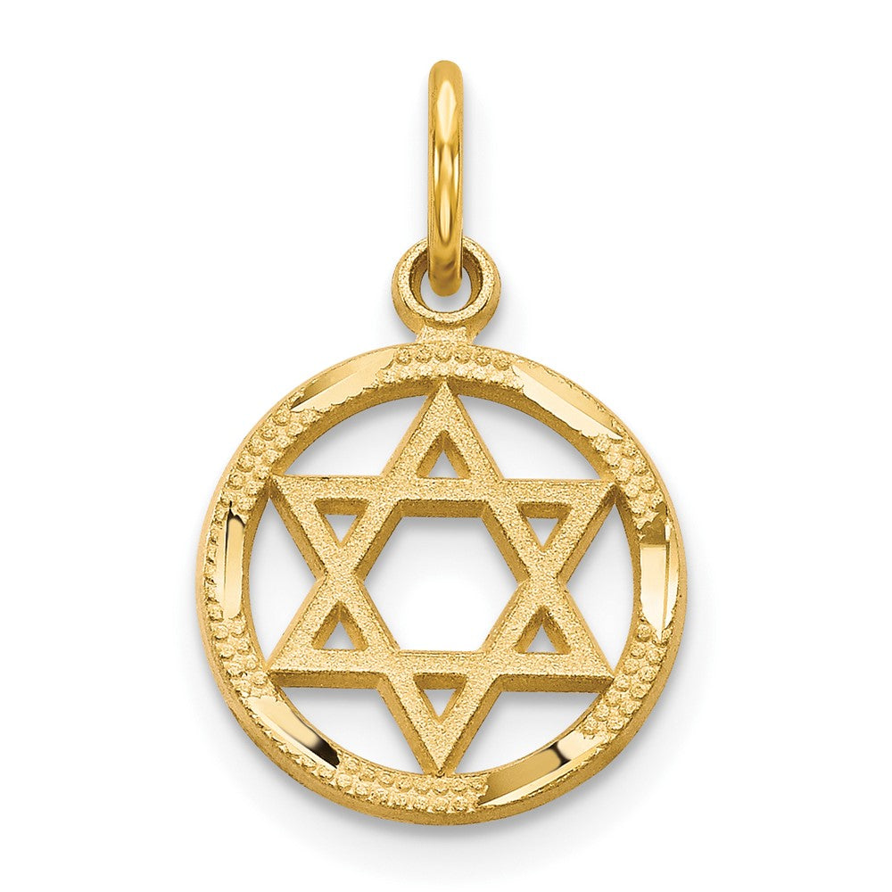 10K Star Of David in Circle Charm, 18 x 12 mm