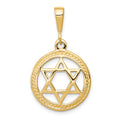 10K Star Of David in Circle Charm, 30 x 19 mm