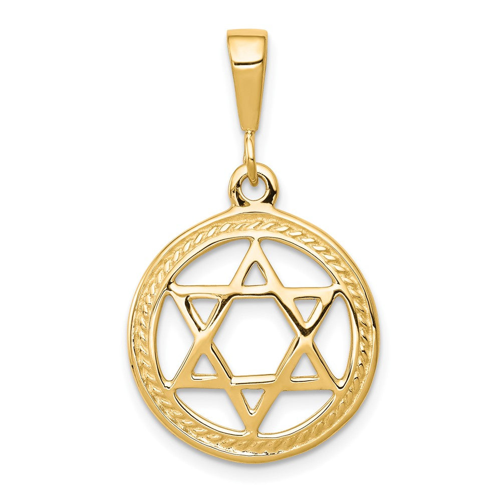 10K Star Of David in Circle Charm, 30 x 19 mm
