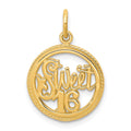 10k SWEET 16 in Circle Charm, 20 x 16 mm