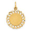 10k Circle with Scalloped Filigree Edges Charm, 21 x 16 mm