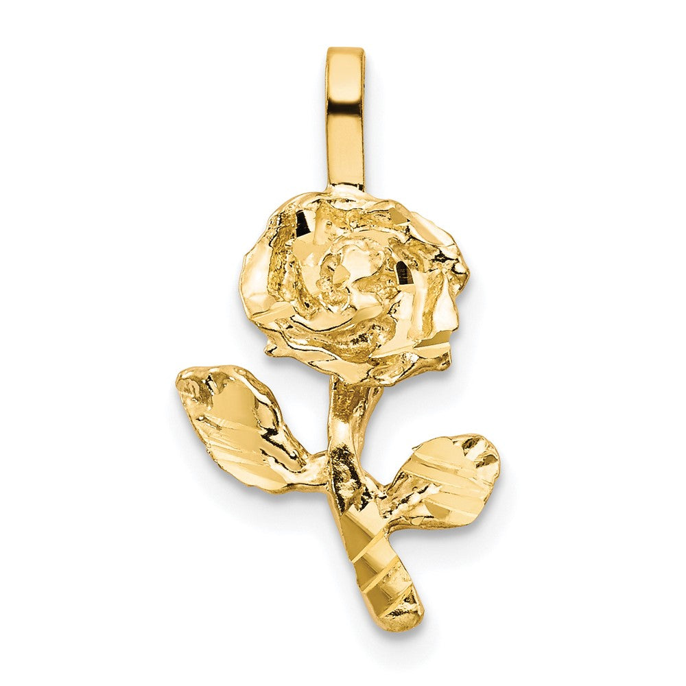 10k Diamond-cut Rose Charm, 20 x 11 mm