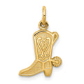10k Solid Polished Cowboy Boot Charm, 20 x 12 mm