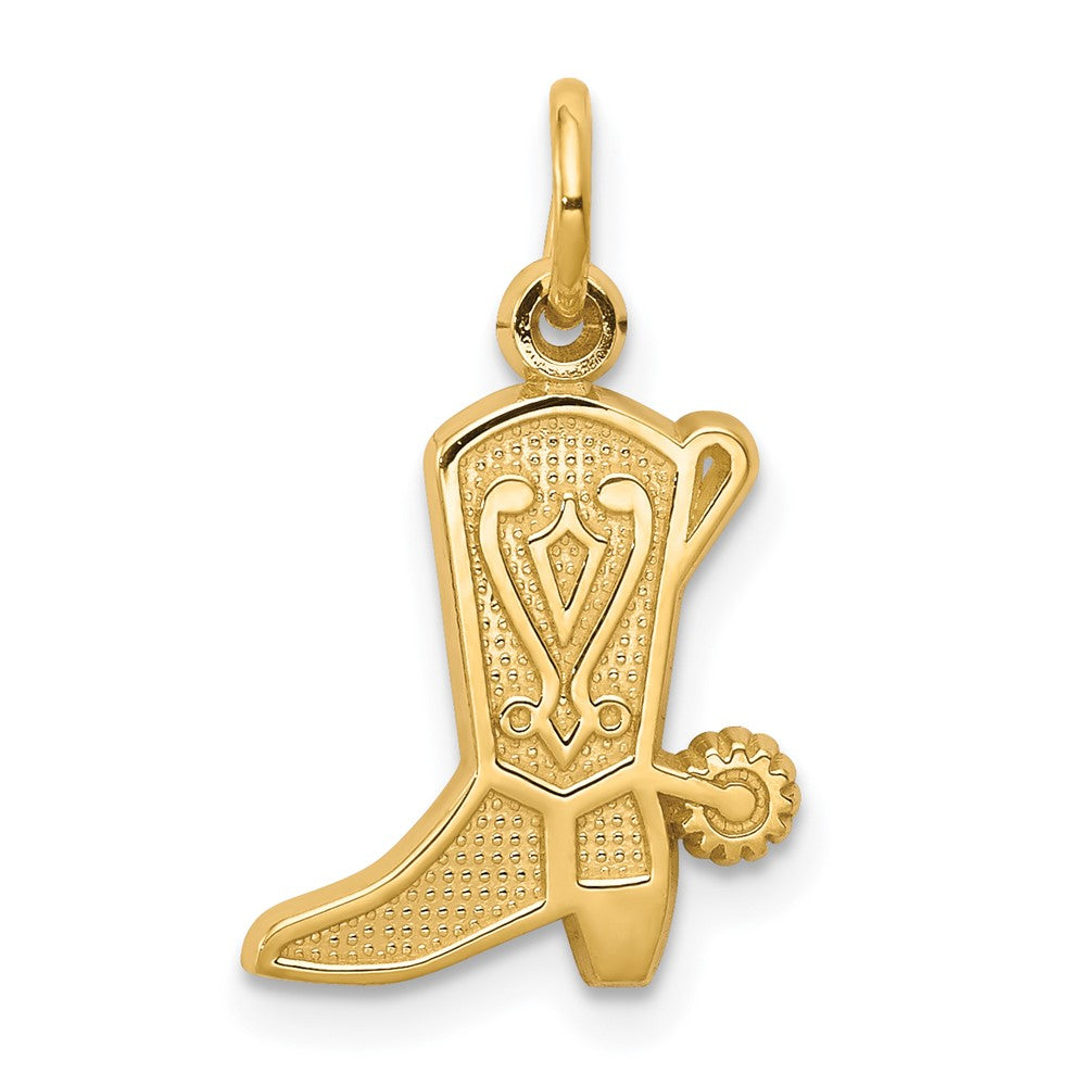 10k Solid Polished Cowboy Boot Charm, 20 x 12 mm