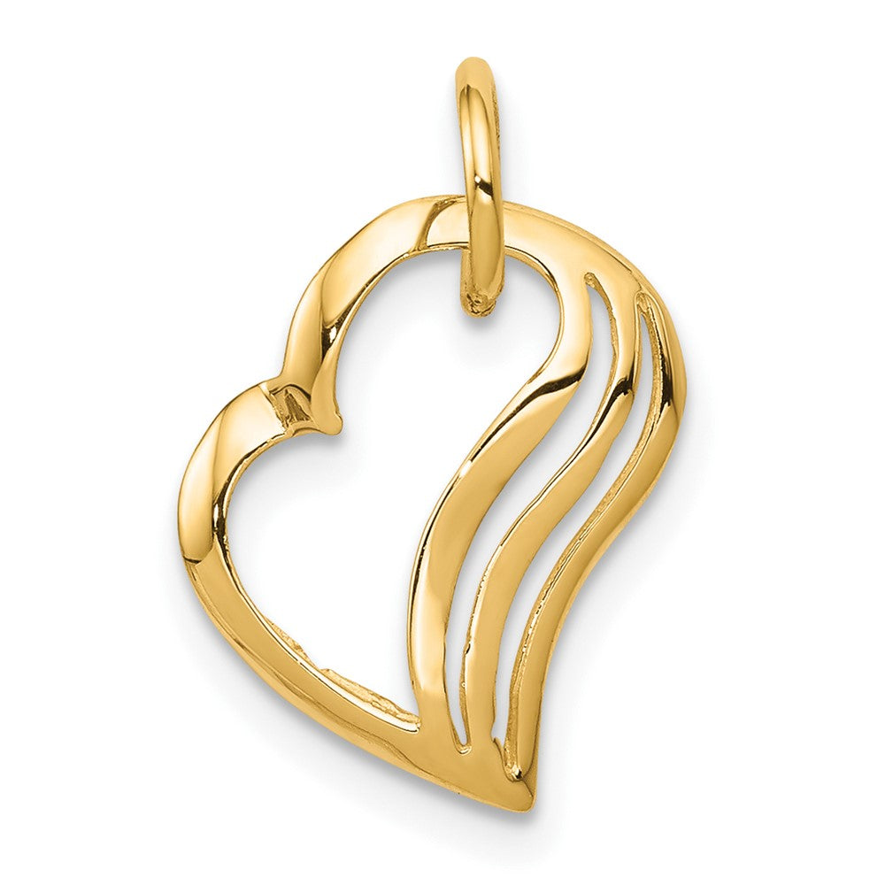 10k Abstract Heart Charm, 15 x 11 mm
