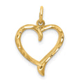 10k Cut-out Heart Charm, 22 x 13 mm