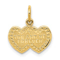 10K YOU AND ME FOREVER Double Heart Charm, 15 x 12 mm