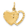 10k Solid Diamond-cut Double Heart Charm, 10 x 15 mm