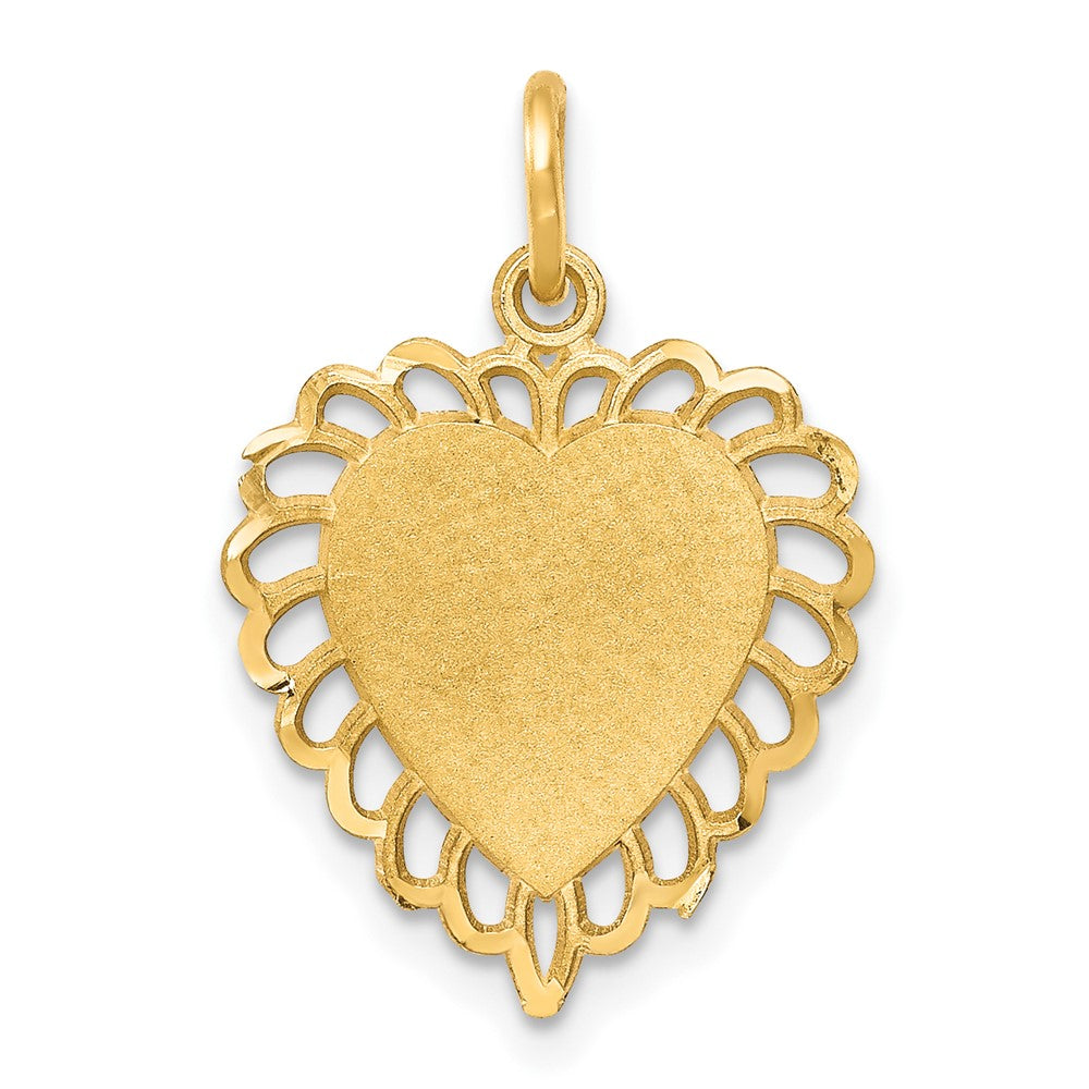 10k Scalloped Border Heart Charm, 20 x 12 mm