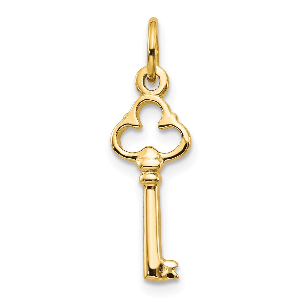10k Solid Key Charm, 22 x 5 mm
