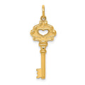 10k Solid Heart Key Charm, 15 x 10 mm