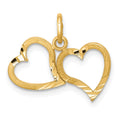 10k Diamond-cut Double Heart Charm, 17 x 18 mm
