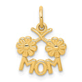 10K MOM with Flowers Charm, 17 x 11 mm