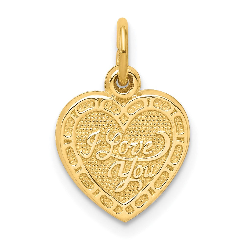 10K I LOVE YOU Heart Charm, 15 x 10 mm