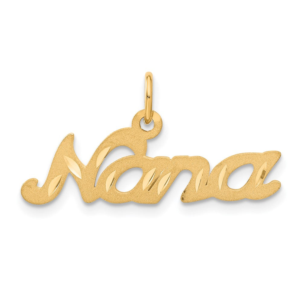 10K Satin Diamond-cut NANA Charm, 15 x 29 mm