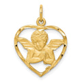 10K Satin Diamond-cut Angel in Heart Charm, 25 x 21 mm