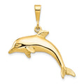 10k Large Dolphin Charm, 23 x 29 mm