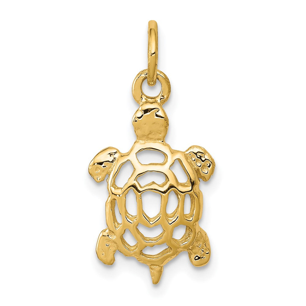 10k Cut-out Turtle Charm, 20 x 11 mm