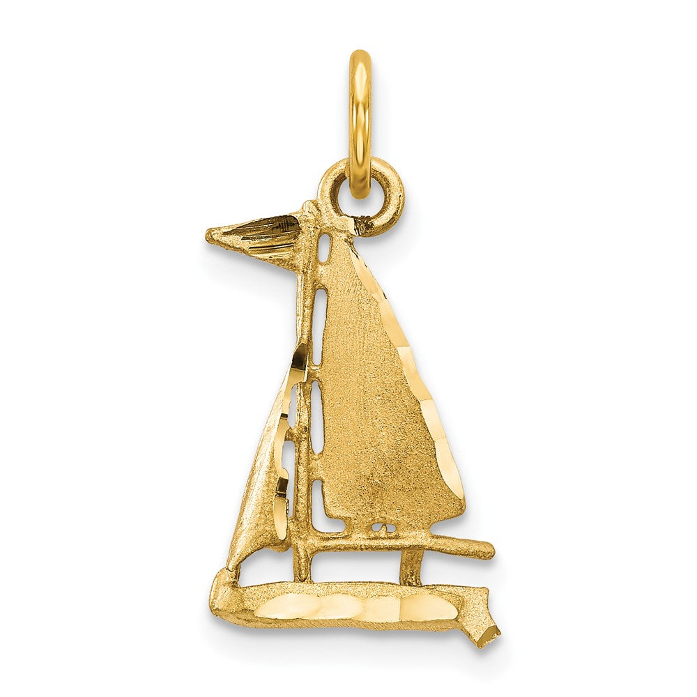 10k Sailboat Charm, 10 x 11 mm