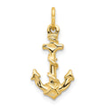 10k Anchor with Rope Pendant, 20 x 11 mm
