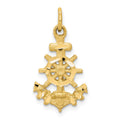 10k Diamond-cut Anchor and Ships Wheel Charm, 25 x 14 mm
