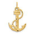 10k Diamond-cut Anchor Charm, 25 x 16 mm