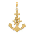 10k Large Moveable Ships Wheel on Anchor Pendant, 45 x 26 mm