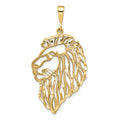 10k Large Cut-out Solid Diamond-cut Lions Head Charm, 49 x 25 mm