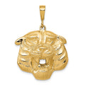 10K Solid Polished Large Tiger Head Charm, 35 x 26 mm