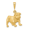 10k Satin Diamond-cut Bulldog Charm, 25 x 27 mm