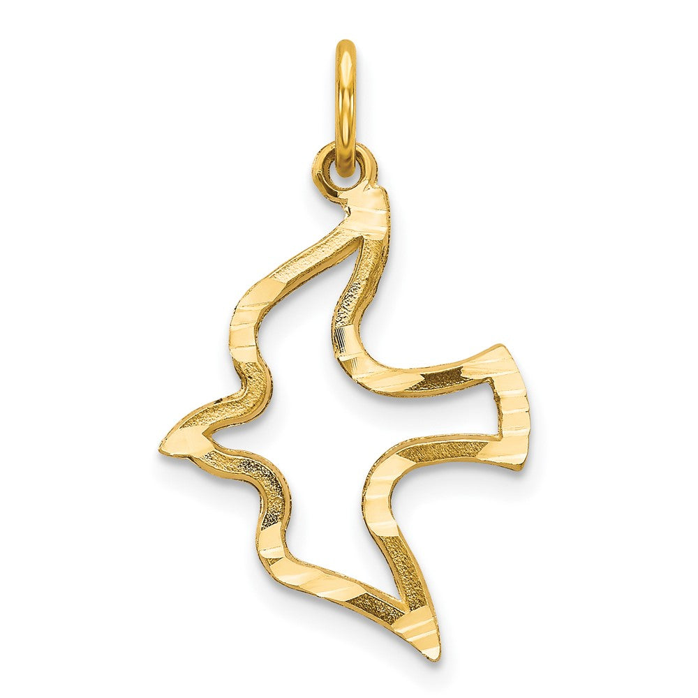 10K Polished Cut-out Dove Charm, 25 x 16 mm